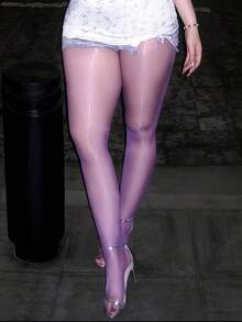 1 Pair Plus Size Sheer Pantyhose, 70D Glossy Reflective Opaque Tights, Oil Shiny White Stockings