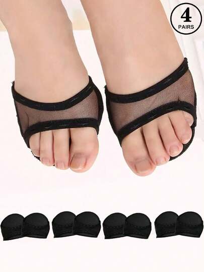4 Paar Vorfußpolster Halbe Zehen Socken, Unsichtbare rutschfeste dünne Spitzen Socken für Sandalen für Frauen
