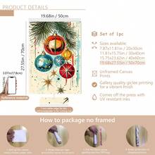 1 pieza Arte de lienzo vintage navideño con estilo elegante - Decoración de pared moderna sin marco, adecuado para decoración del hogar, decoración de habitación, decoración de dormitorio, decoración de sala de estar, decoración de baño, decoración de pared, decoraciones navideñas para el hogar, opcional con marco de pared - Multicolor - Ver 20