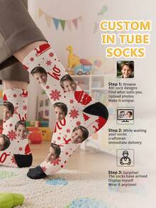 1 par de meias infantis personalizadas com rosto, coloque qualquer rosto nas meias, menino e menina, meias personalizadas com fotos, pares interessantes de fotos personalizadas com meias médias a longas, adequadas para o Dia dos Namorados, aniversários, presentes