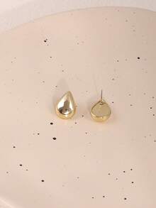 1/3/9 Pairs Elegant Geometric Water Drop C-Shaped Threaded Gold Tone Earrings Set, Suitable For Dates, Parties, Holidays, And Daily Wear