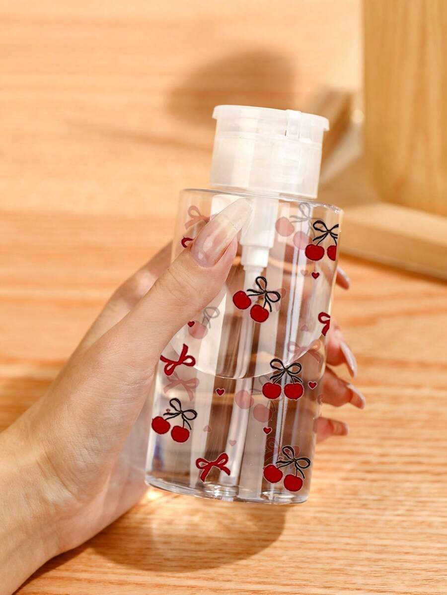 5.07oz/6.76oz/10.14oz Refillable Travel Bottles With Pink Cherry Blossom Bow Pattern, Transparent PET Material, Suitable For Makeup Remover, Toner And Makeup Remover Liquid, Pump Dispenser, Handwash Only, Reusable (Hand-Measured, 2cm Error Is Normal, Milliliter Is The Precise Unit) - Multicolor - View 1