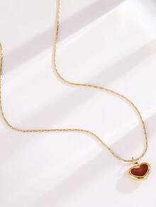 1 件简约优雅金色心形项链，适合女士，别致精致锁骨链项链配饰