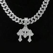 Iced Out Stacked Crosses Pendant Necklaces For Men With 13mm Cuban Chain Hip Hop Cross Rhinestone Jewelry Pendant Gift - A - 查看 8