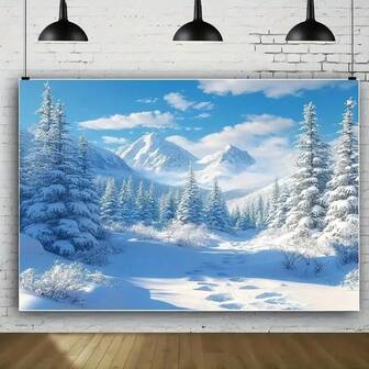 1pc Dreamy Snowy Mountain Tapestry | Covered Pine Trees And Sunlight, Creating A Artistic Ambiance For Home Decor, 39"X59" To 70.8"X90.5", Snowy Landscape, Suitable For Christmas, Wedding, Birthday, Home, Daily Use