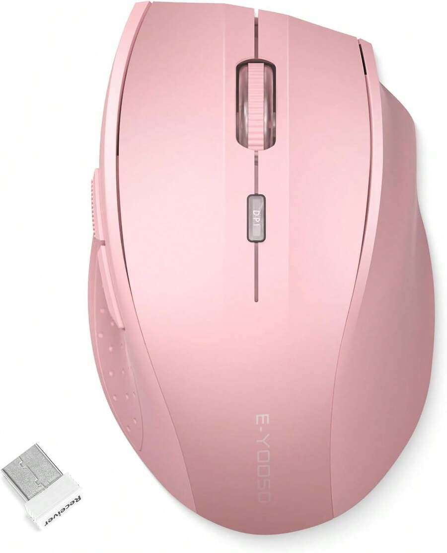 F11 Mouse Inalámbrico 2.4 G, Ratón Ergonómico de 4800 DPI 6 Botones, Mouse Oficina con Receptor USB, 5 Niveles de DPI Ajustable, Ratón Muy Bajo Consumo de Energía, 10M de Conexión Para Win/ - 1 - Ver 1