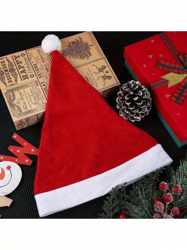1pc Adult Santa Claus Hat - Suitable For Christmas And New Year Parties, Hand Wash Only, Home Decor, Christmas Decoration, Room Decor