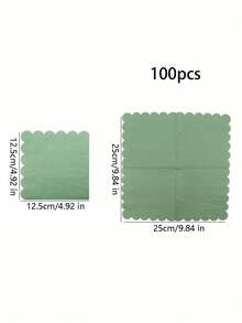 25 件一次性派对餐具鼠尾草绿色扇形餐巾适用于装饰、生日派对、婚礼、聚会、圣诞派对促销