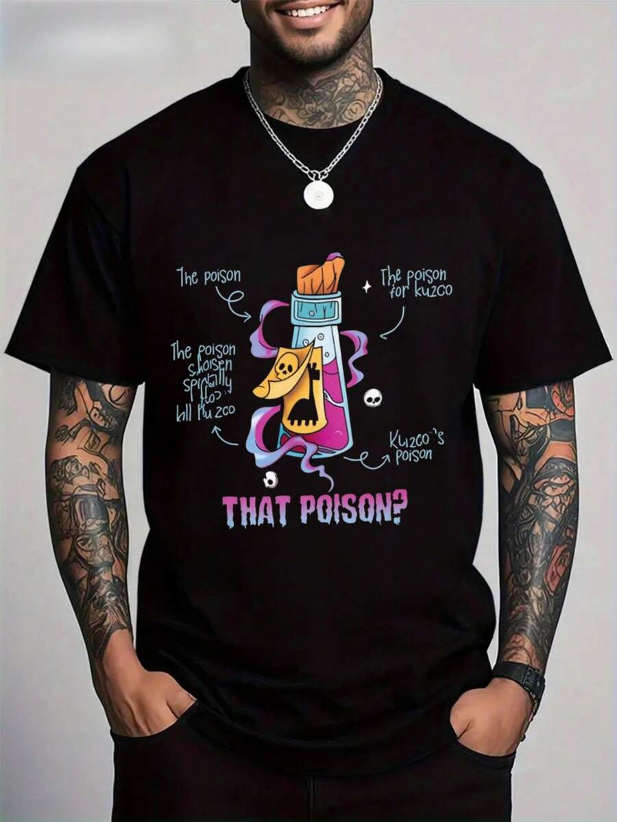 Camiseta Negra con Veneno de Kuzco, 100% Algodón, 180g, Diseño Inspirado en la Película "El Emperador's New Groove", Ideal para Amantes de y Películas Animadas, Moda Divertida para Mujeres,playeras de hombre,blusas mexicanas de septiembre,ropa de hombre,playeras,halloween,disfraz halloween hombre,camisas de hombre,sudaderas,kpop demon hunter,old money hombre. - Negro - Ver 1