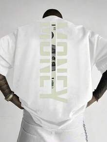 Men's T-Shirt Adult Kids Plus Size Casual Street Wear Premium Cotton Fashion Money Writing Dollar Money - 白色 - 查看 1