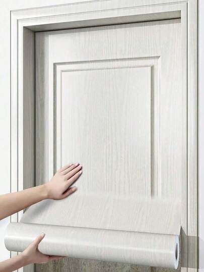 1 Rotolo di carta da parati adesiva con motivo legno bianco, carta da parati rimovibile e riposizionabile, adatta per armadietti, schienali di cucina, tavoli da pranzo, armadi, comodini, decorazione della casa, decorazione della parete in camera da letto e soggiorno, decorazione della stanza, decorazione della cucina