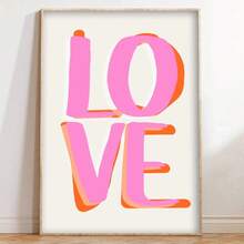 talla grande amor por favor Cita colorida y ecléctica de amor de niñas Pintura de arte de pared en lienzo para decoración de sala de estar - Multicolor - Ver 3