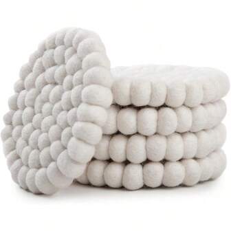 Round Felt Ball Coasters 100% Merino Wool Table Coasters Felt Coaster Pads Absorbent Trivet For Drinks Heat Resistant Thick And Durable Hand Felted In Nepal By Multicolor Set Of 5