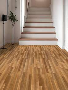 1卷木纹地板贴纸接触纸可撕自粘墙纸家装壁纸撕贴电视背景墙艺术墙自粘装饰墙贴墙面装饰餐桌书柜衣柜床头柜房间装饰厨房装饰卫生间装饰地板贴纸 - 黃色 - 查看 3