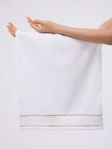 1条/2条装现代简约时尚线条图案毛巾/浴巾，不掉毛，吸水性强，超级柔软，经久耐用，浴室用品，送给伴侣的最佳礼物。毛巾尺寸：40*75厘米，浴巾尺寸：70*140厘米 - 白色 - 查看 5