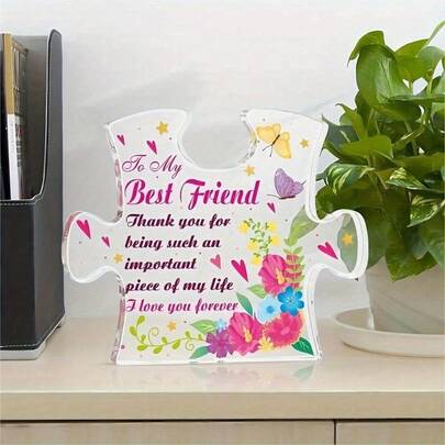 Unique Friendship Gift, Puzzle Shaped Plaque, Birthday Gift For Best Friend, Table Decoration Gift