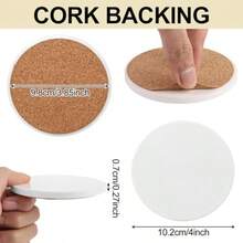 25 Pack Ceramic Coasters 4 Inch Round Sublimation Blanks Coasters White Glossy Glazed Ceramic Tiles With 25 Cork Backing Pads For Sublimation Ink Painting Thermal Transfer Art Projects