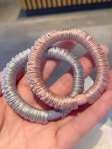 1 pieza - Lazo de pelo de satén de unicolor de alta gama con alta elasticidad para un peinado de cola de caballo elegante, lazo de pelo simple, cordón de cuero para mujeres, sujetadores de cola de caballo, bandas elásticas para el cabello, scrunchies, cuerda para el cabello