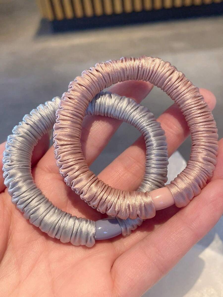 1 pieza - Lazo de pelo de satén de unicolor de alta gama con alta elasticidad para un peinado de cola de caballo elegante, lazo de pelo simple, cordón de cuero para mujeres, sujetadores de cola de caballo, bandas elásticas para el cabello, scrunchies, cuerda para el cabello