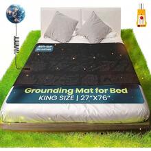 Grounding Mat For Bed King Size 27''*60'' - Wellness Grounding Pad For Bed With Anti-Slip PU Leather - Grounding Mat For Pain & Stress Relief, Energy Booster With Tracking System & Digital Manual