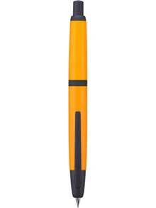 Jinhao 10 - Pluma estilográfica de prensa con caja, punta extrafina retráctil de cromo brillante ondulado con juego de convertidor de tinta (clip plateado) - Naranja (clip negro) - Ver 12