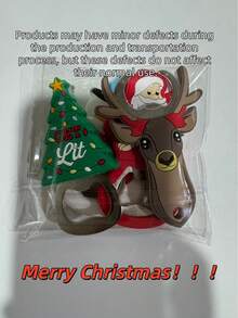 1/4 件圣诞主题开瓶器（冰箱贴功能）- 4 种可爱设计（圣诞老人、雪人、驯鹿、圣诞树），不锈钢酒具，有趣的派对用具，完美的节日礼物 - 新款 - 查看 9