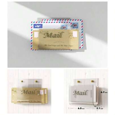 Acrylic Mail Holder Wall Hanging 6.6 X 2.2 Inch Mail Organizer Wall Mounted File Holder