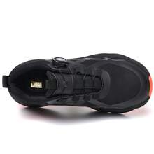 Calçados de trabalho industriais masculinos para armazém, calçados de leves, respiráveis, de alta elasticidade e antiderrapantes para esportes ao ar livre, com biqueira de aço, antifuro, fivela rotativa, calçados de proteção de trabalho (formato pequeno pela metade do tamanho)