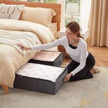 4 Pack 95L Under Bed Storage Bins, Foldable Closet Organizers And Storage Containers, Underbed Storage Bags With Reinforced Handle Blanket, Clothing, Comforter, Sheets, Wrapping Paper,