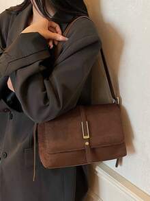 Women's Fashion Versatile Minimalist Shoulder Bag For Commuting - Coffee - View 3