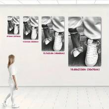 1 Stück rahmenloses Leinwand-Poster - Schwarz-Weiß Stilettos und Sneakers Wandkunst, 2D Grafik Design, geeignet für Büro, Küche, Wohnzimmer, Schlafzimmer Dekoration, ideal als Halloween und Weihnachtsgeschenk, für Innenbereich, ohne Rahmen, Wanddekoration | Moderne Wandkunst - Verschiedenfarbig - Übersicht 4
