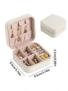 1个首饰盒，首饰收纳盒，旅行首饰盒，迷你首饰收纳盒，伴娘礼物及旅行必备品，可收纳戒指、项链、耳环，节日礼物，拉链翻盖收纳盒。女士礼物，男士礼物。 - 白色 - 查看 14