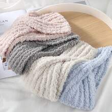 1pc Super Soft Solid Color Plush Criss-Cross Headband For Women, Daily Makeup Washing Hairstyle Accessory, Outdoor Sports Warm Non-Sweating, Double-Sided Cloud-Like Fabric Design, Casual Fresh Sweet Style Hair Accessories Winter Scarf Warm Hair Bands Women Bandanas
