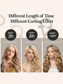 3件套女士免加热卷发棒套装，缎面材质，包含卷发棒、头带卷发器和电卷发器，内置柔韧金属丝，睡眠时也可使用，高回弹橡胶填充，柔软舒适，适合普通发质，轻松打造慵懒卷发，欧美简约大波浪睡眠卷发工具