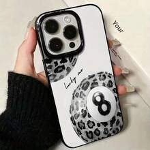 Funda de Teléfono de Billar de Moda, Superficie Blanca, Estampado de Leopardo Rosa, Patrón de 8 Bolas, Hecha de Material TPU, Diseño de Cubierta Completa con Agujero Grande Negro, con Buena Agarre y Función Anticolisión y Anticaída, Anti-Suciedad, Anti-Huella Dactilar, Protección Engrosada, Antideslizante y Absorción de Impactos, Compatible con iPhone 16/16Promax/15/14/13/12/11Promax y Otros Modelos, Hermosa y Práctica, Adecuada como Regalo Perfecto - Estilo 1 (1 pieza) - Ver 6