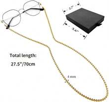 Lapanjuor Eyeglass Chain For Women Stylish,Stainless Steel Glasses Strap For Men Women,Eye Glasses Holders Around Neck - Gold Heart Shaped Chain - 查看 2
