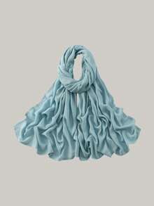 1 pieza Hiyab de viscosa modal sólido, pañuelo ligero y transpirable de moda, con acabado de puntada doble, artesanía refinada, pañuelo para mujer, adecuado para todas las estaciones