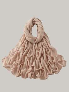 1 pieza Hiyab de viscosa modal sólido, pañuelo ligero y transpirable de moda, con acabado de puntada doble, artesanía refinada, pañuelo para mujer, adecuado para todas las estaciones