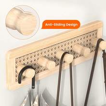 Wooden Wall Hooks, Wall Mounted Coat Rack For Entryway, Boho Wood Pegs For Hanging Coats And Hats, Decorative Coat Hanger Purse Holder For Towel Key Jacket Bag Leash Cap - F - Xem 3