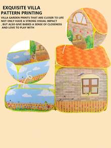 儿童花园别墅帐篷，农场主题，黄色，创意图案激发儿童想象力，带球池（不含球），理想的儿童玩具屋，可折叠便携球池，附赠婴儿玩具，适合3-12岁儿童，家庭露营帐篷，男女皆宜 - 黃色 - 查看 9