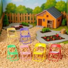 1PCS Folding Small Chair Model For Toy House, Miniature Landscape, Toy House, Mobile Phone Holder, Ornaments, Mini Folding Chair, Mobile Phone Holder, Modern Folding Back Chair, Miniature Model, Simulation Model, Mini Folding Chair - ngẫu nhiên - Xem 4