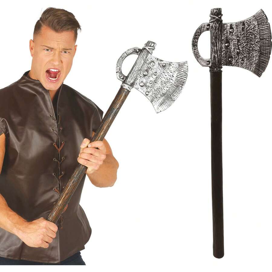 Fiestas Guirca Toy Axe For Costumes, Medieval And Adventure Accessory, Fantasy Model With Wooden Handle And Decorative Blade, Ideal For Themed Parties, Role-Playing Games, And Children's Celebrations - Multicolor - View 1