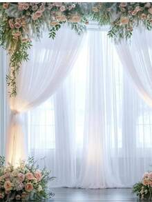 panel de tela decoracion para fiesta medida 1.50 ancho x 2.40 altura ideal para decorar fiesta de cumpleaños bautizo boda presentación XV años etc - Blanco - Ver 3