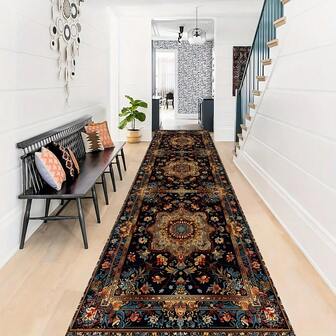 复古波斯地毯 - 时尚多功能复古波斯地毯，波西米亚风格地毯，适用于各种空间，例如家庭办公室、客厅、洗衣区、春季装饰、卧室、节假日期间的窗下沙发区以及厨房地毯