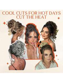 凌乱卷发髻松紧带发髻棕色发夹式发尾接发合成假发片女士假发片 1 件 - 彩色 - 查看 8