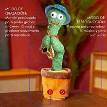 Dancing Cactus Toys, Talking Dancing Cactus Singing Record Imitate Repeat What You Say Toy With 120 English Songs Electronic Lighting Plush Cactus Gifts, Fun Creative Electric Plush Cactus (USB Charging), Singing Dancing Cactus LED Luminous Toy Funny Plush Doll For Kids - 藍色 - 查看 2