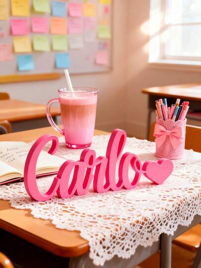 1PC Custom Classroom Name Sign,Personalized Teacher Desk Name Plate,This Colorful And Custom Name Sign Is The Perfect Addition To Any Classroom. Featuring A Vibrant School-Themed Border, It Can Be Personalized With The Teacher's Name And Grade Or Subject,Back To School Gift,Teacher Appreciation Desk Decoration,Christmas Gift.