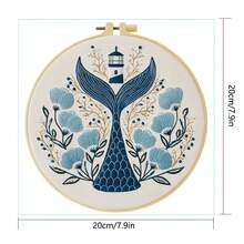 1件 15*15cm/5.9*5.9in-20*20cm/7.9*7.9in 刺繡套件，DIY手工刺繡套裝，適合成人初學者，居家禮物，女性縫紉禮物，包含使用說明書、印花布料、刺繡框、針與線 - 彩色 - 查看 7