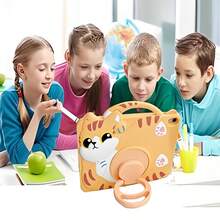 Cute Cat Design Tablet Case Compatible With Ipad A16 11th/10th/Mini/56789th/Air/Pro S6lite A7 A8 A9 Plus, With 360° Rotating Ring Stand & Portable Handle, Shockproof Silicone Cover - Yellow - View 11