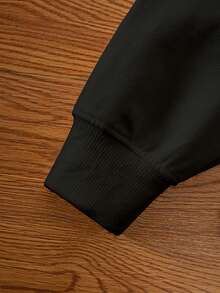 男童经典休闲百搭黑色刺绣纯棉卫衣，可单穿或叠穿 - 黑色 - 查看 8